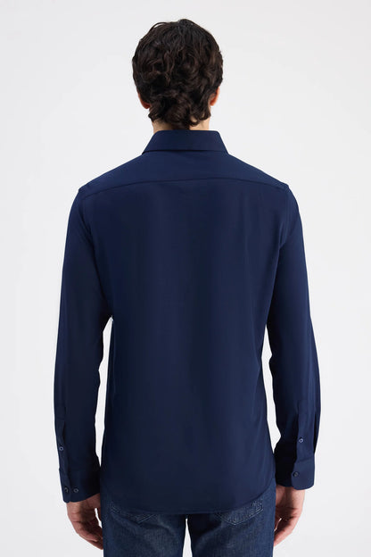 Ds Damat Slim Fit Lacivert Örme Gömlek