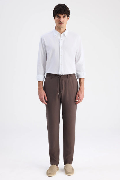 Twn Relaxed Fit (pilesiz) Kahverengi Diyogonal Jogger Pantolon