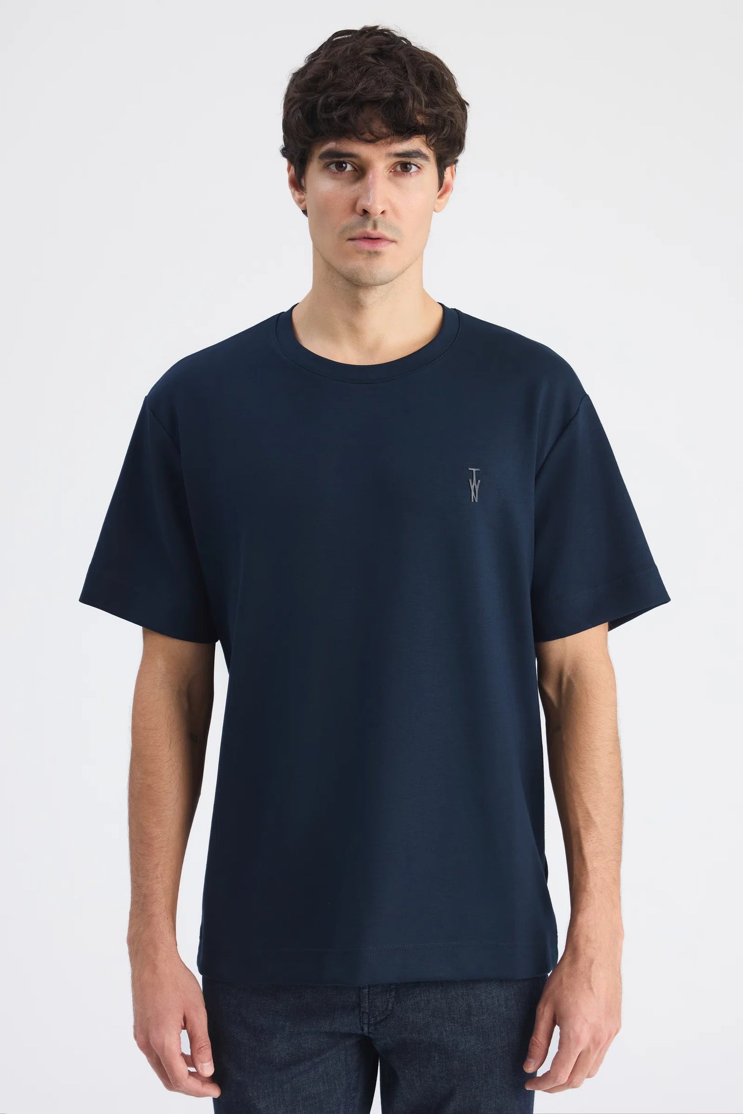 Twn Relaxed Fit Lacivert Düz T-shirt