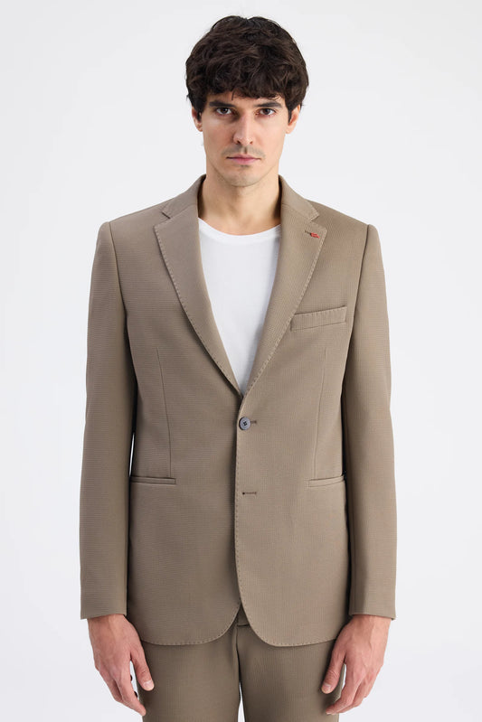 Twn Slim Fit Vizon Armürlü Kumaş Ceket
