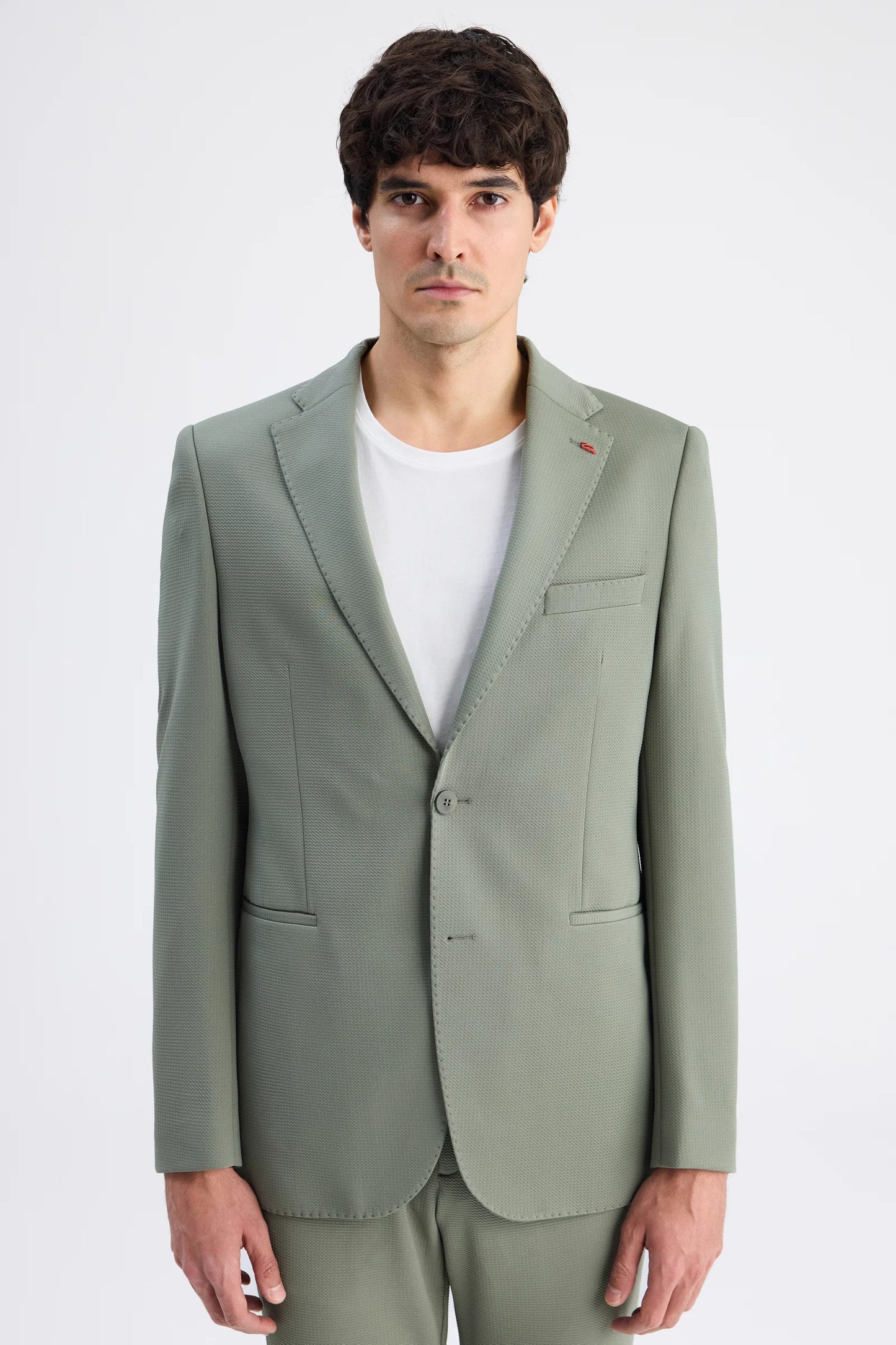 Twn Slim Fit Haki Armürlü Kumaş Ceket