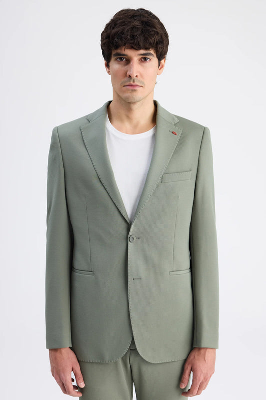 Twn Slim Fit Haki Armürlü Kumaş Ceket