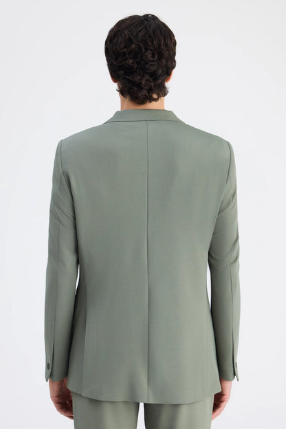 Twn Slim Fit Haki Armürlü Kumaş Ceket