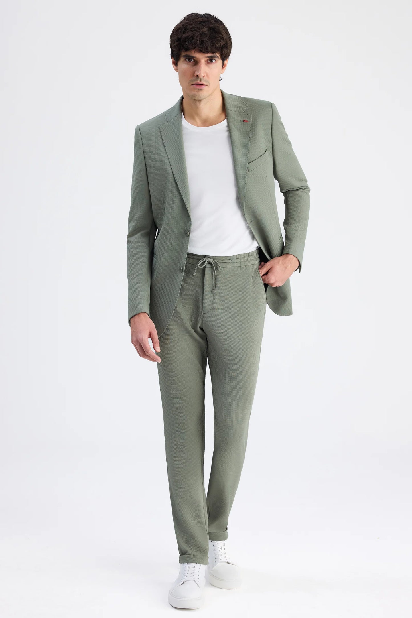 Twn Slim Fit Haki Armürlü Kumaş Ceket