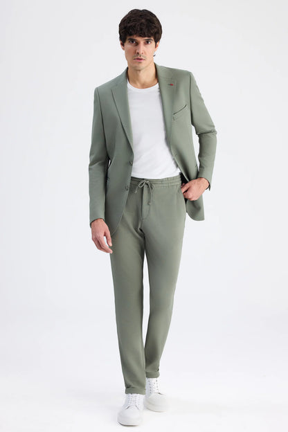 Twn Slim Fit Haki Armürlü Kumaş Ceket