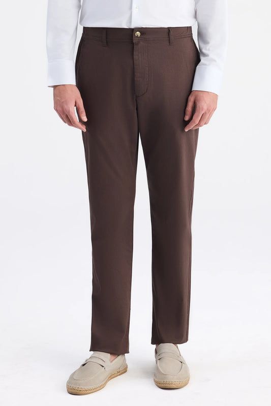 Ds Damat Relaxed Fit (pilesiz) Kahverengi Gabardin Chino Pantolon