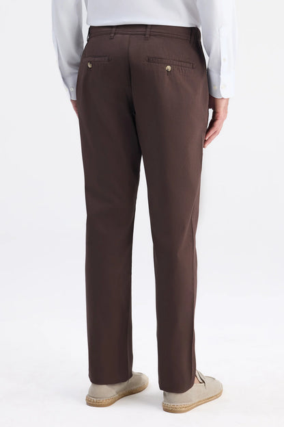 Ds Damat Relaxed Fit (pilesiz) Kahverengi Gabardin Chino Pantolon