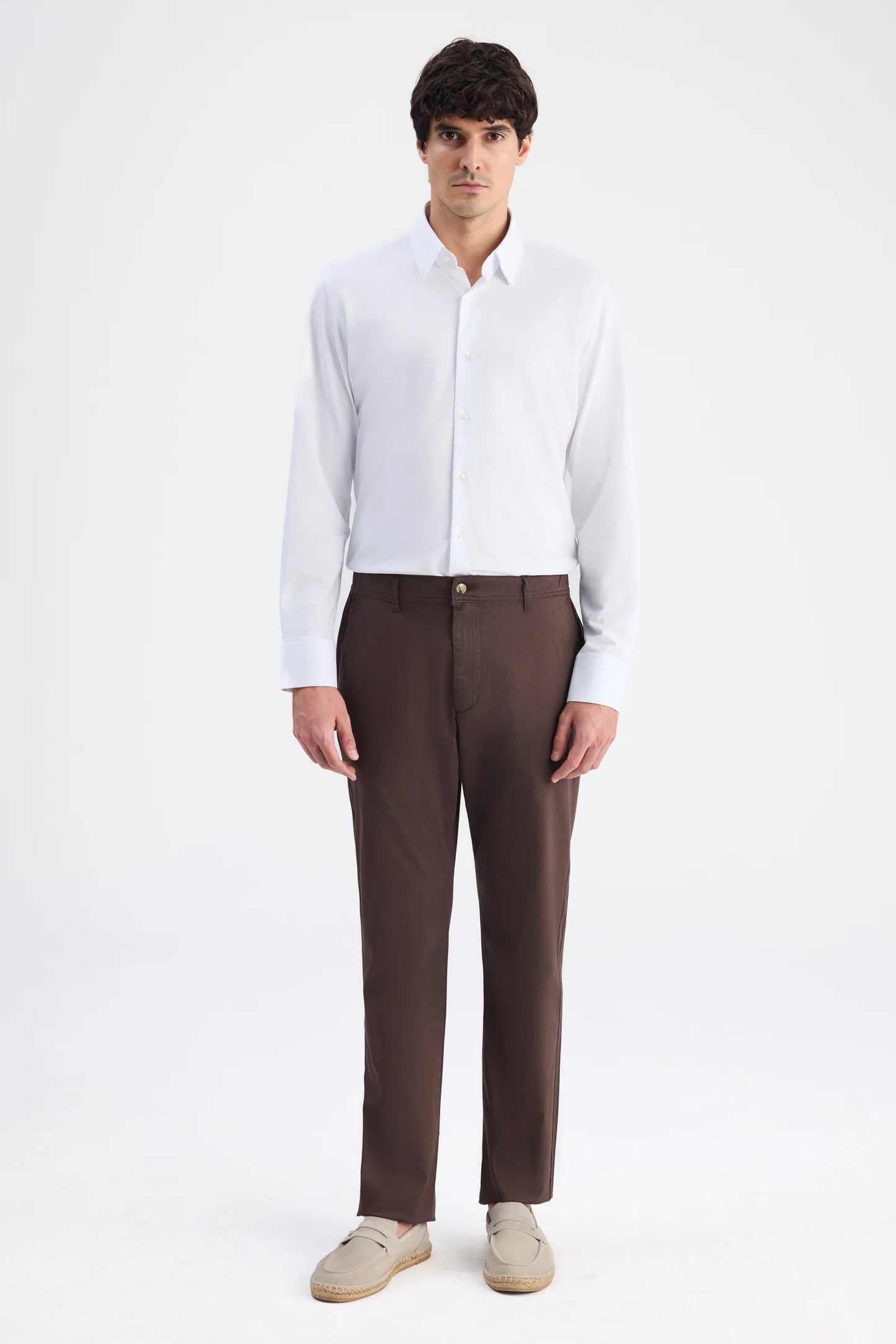 Ds Damat Relaxed Fit (pilesiz) Kahverengi Gabardin Chino Pantolon