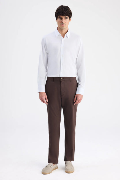 Ds Damat Relaxed Fit (pilesiz) Kahverengi Gabardin Chino Pantolon