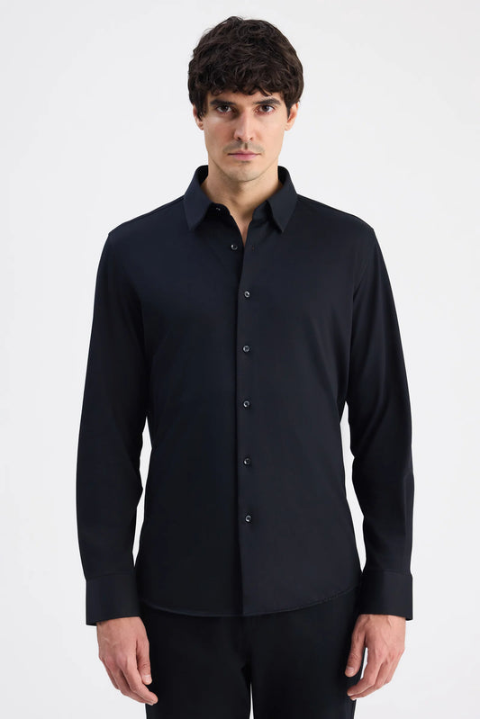 Ds Damat Slim Fit Siyah Örme Gömlek
