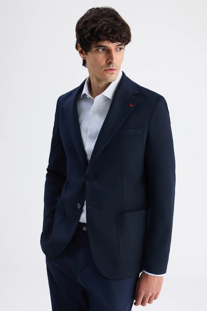 Ds Damat Regular Fit Lacivert Armürlü Kumaş Ceket