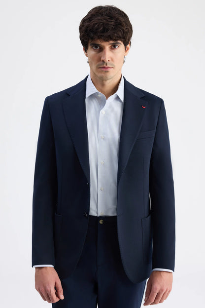 Ds Damat Regular Fit Lacivert Armürlü Kumaş Ceket