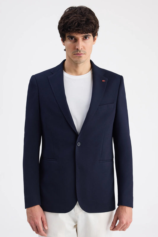 Twn Slim Fit Lacivert Armürlü Kumaş Ceket
