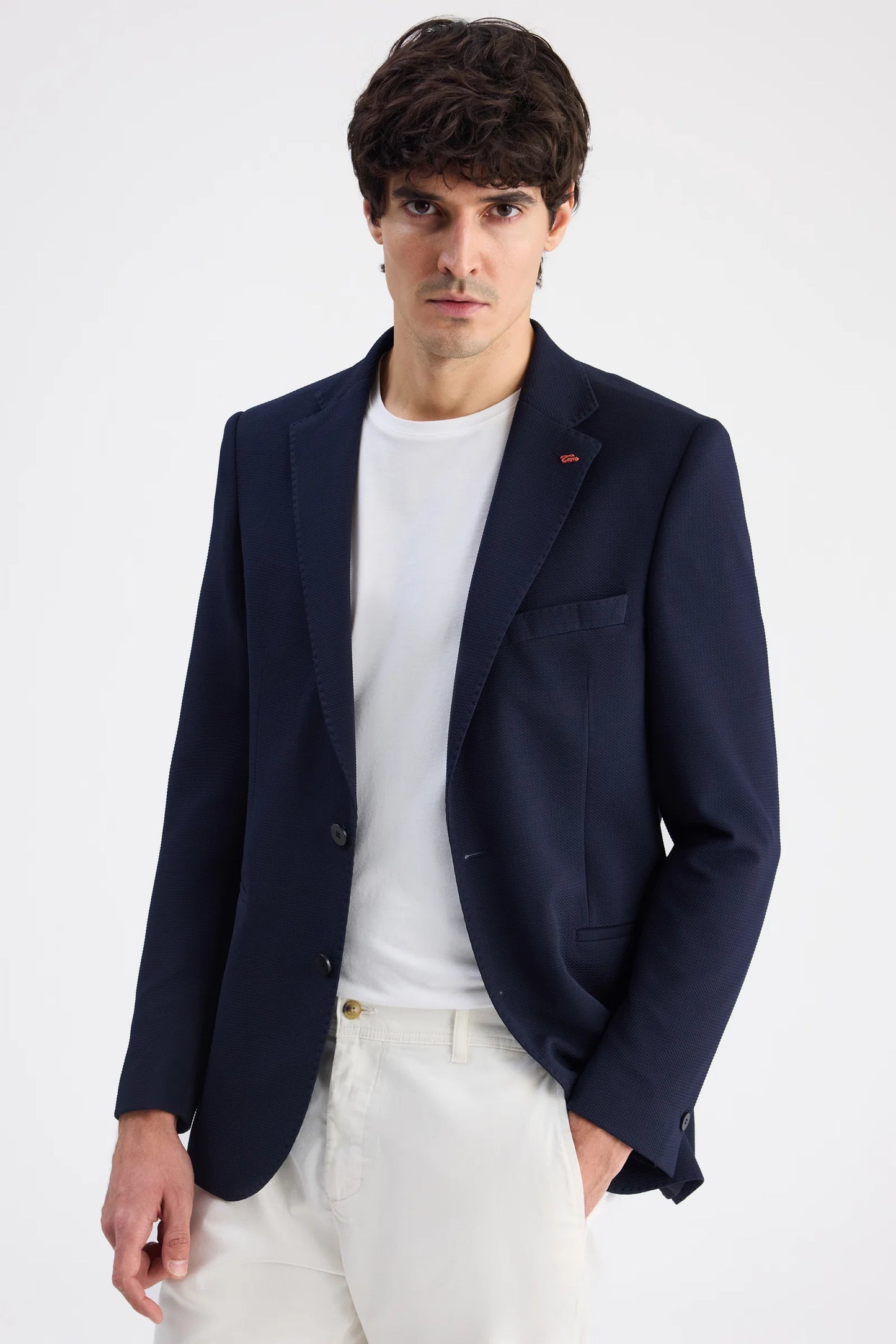 Twn Slim Fit Lacivert Armürlü Kumaş Ceket