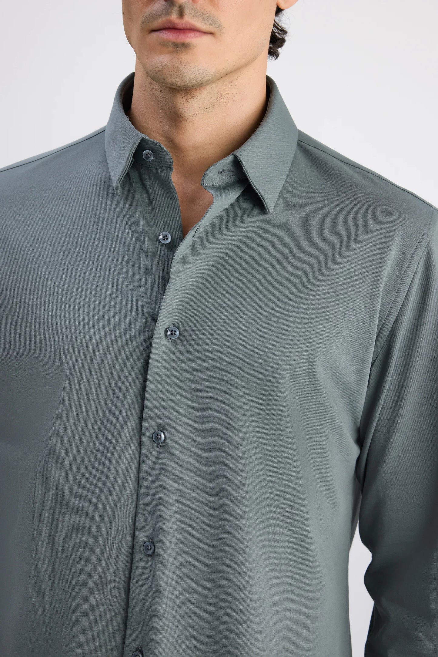 Ds Damat Slim Fit Haki Örme Gömlek