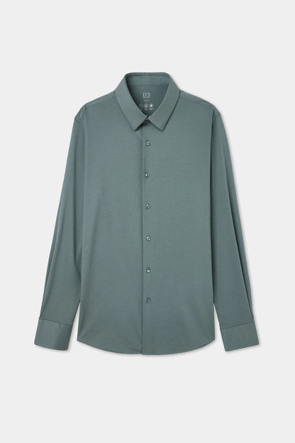 Ds Damat Slim Fit Haki Örme Gömlek