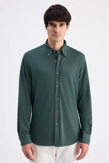 Ds Damat Comfort Zümrüt Yeşili Oxford Gömlek
