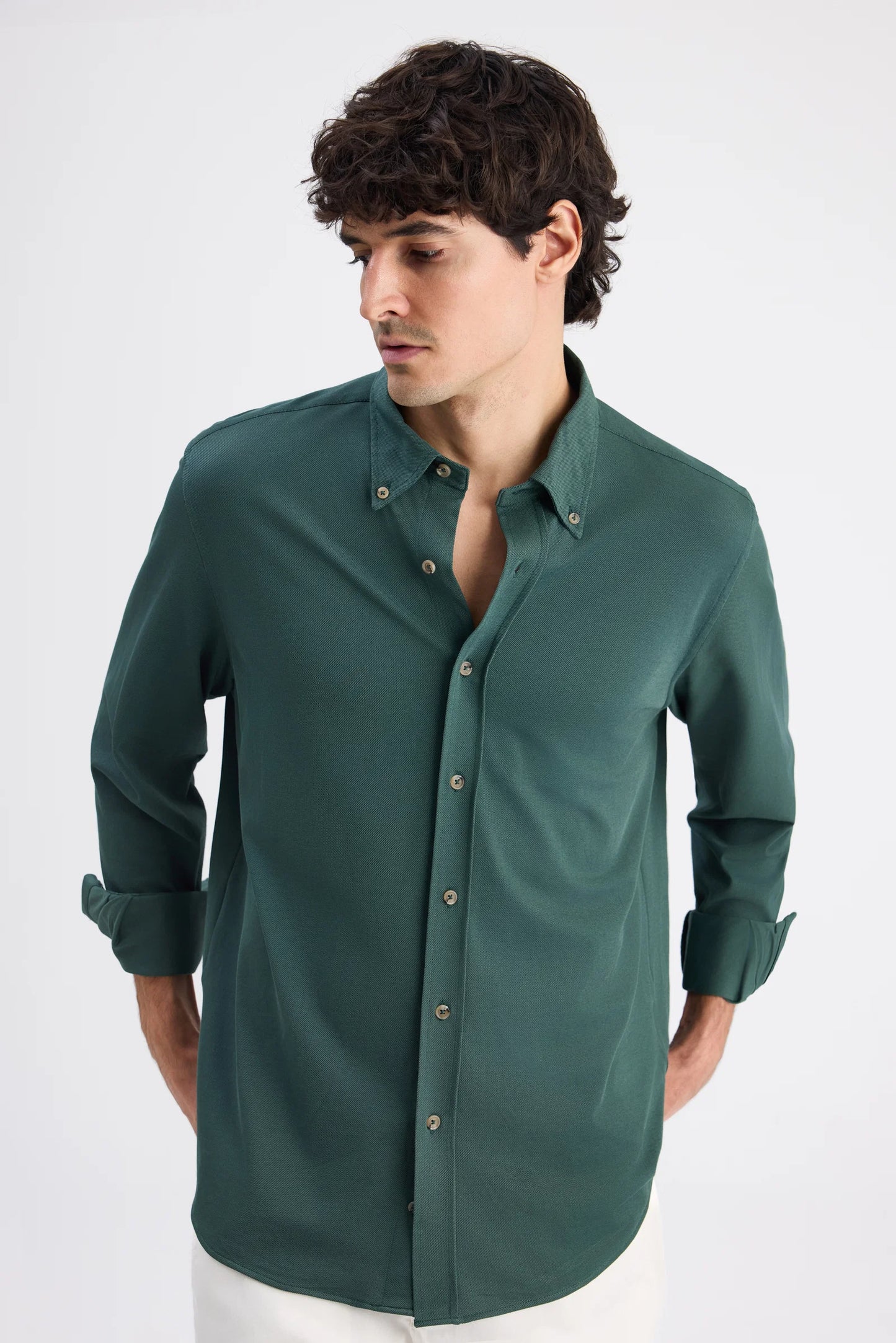 Ds Damat Comfort Zümrüt Yeşili Oxford Gömlek