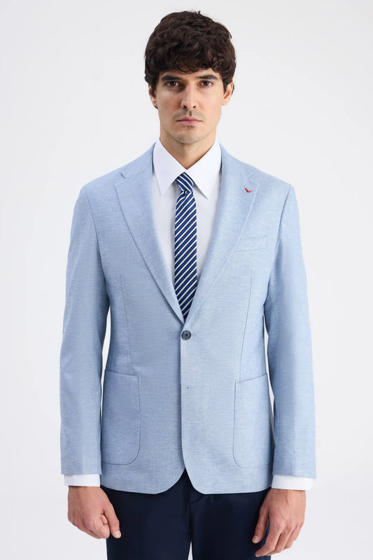Ds Damat Slim Fit Mavi Düz Kumaş Ceket