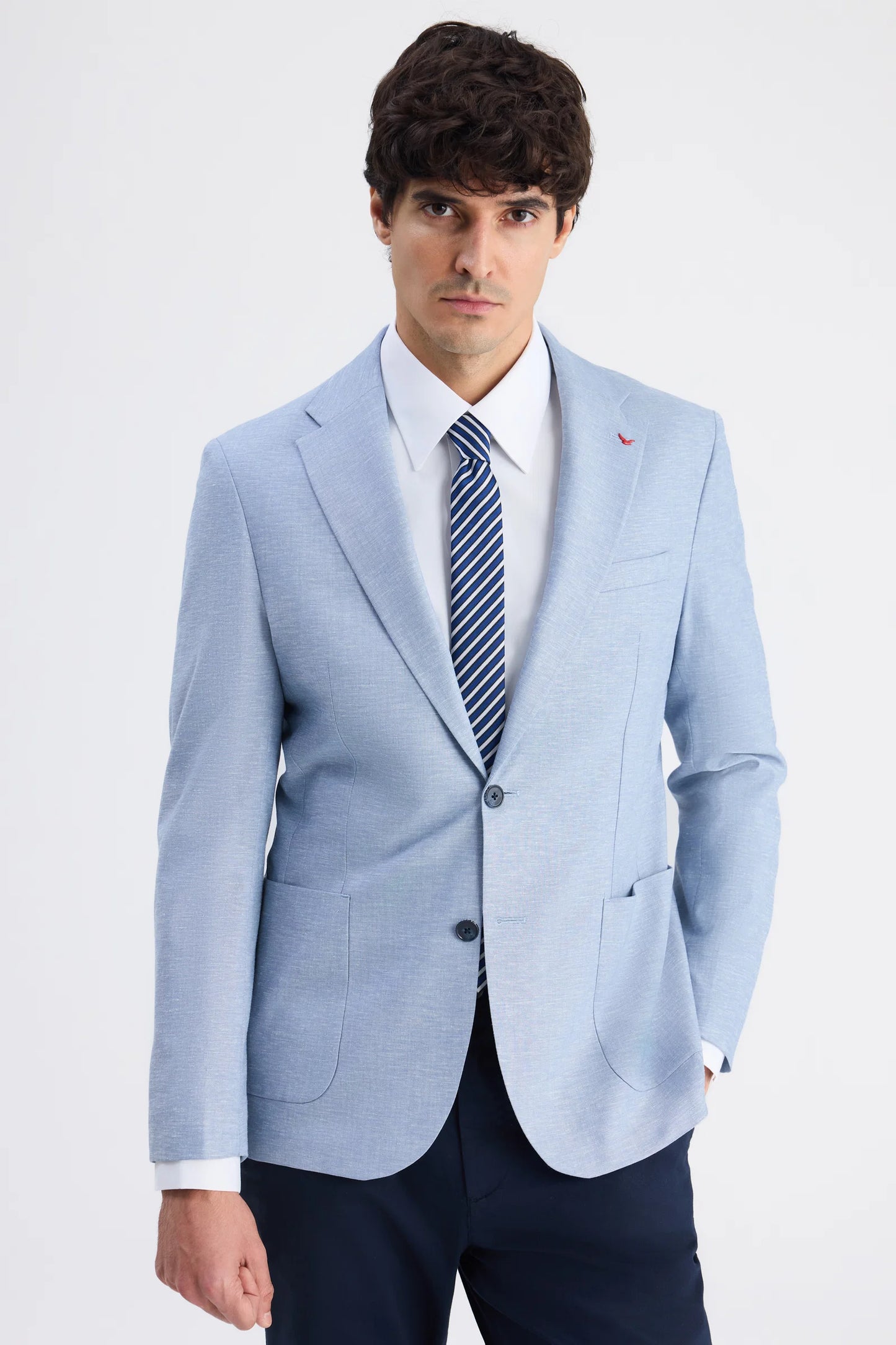Ds Damat Slim Fit Mavi Düz Kumaş Ceket