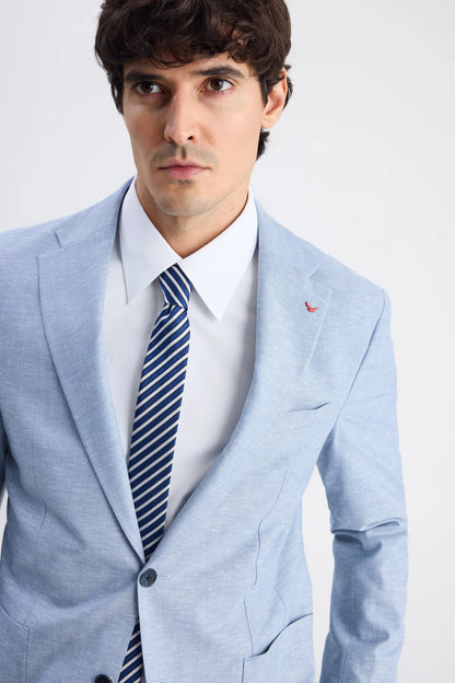 Ds Damat Slim Fit Mavi Düz Kumaş Ceket