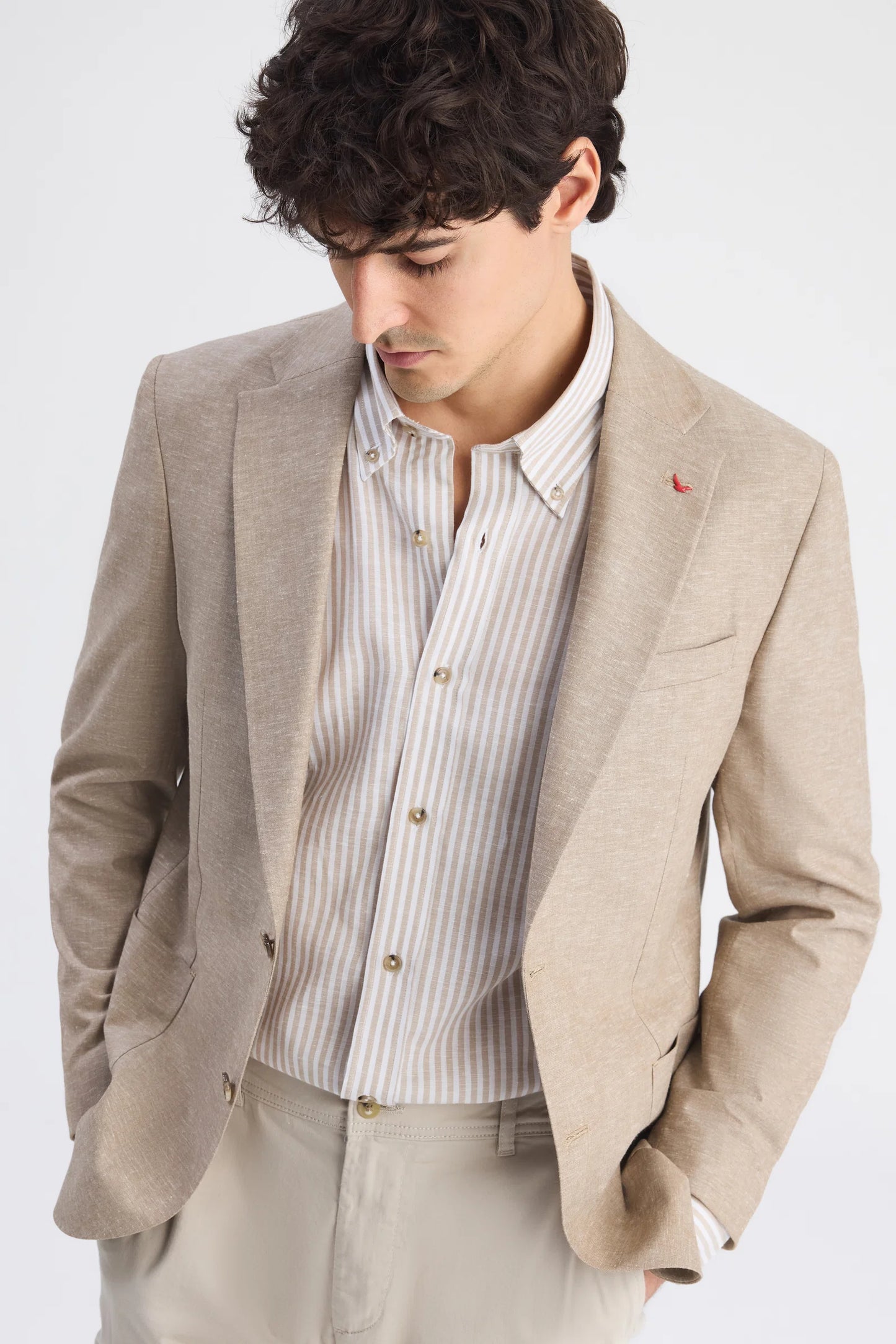 Ds Damat Slim Fit Vizon Düz Kumaş Ceket