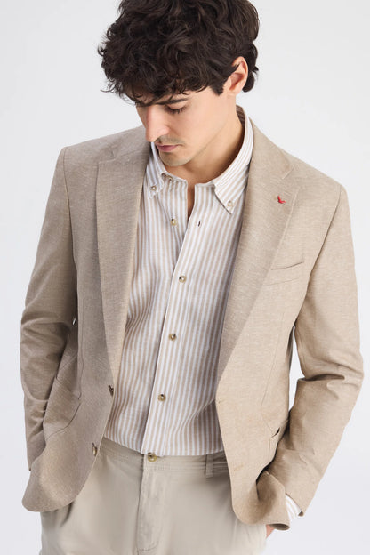 Ds Damat Slim Fit Vizon Düz Kumaş Ceket