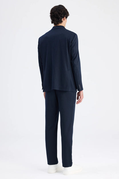 Ds Damat Comfort Fit Lacivert Çizgili Takim Elbise