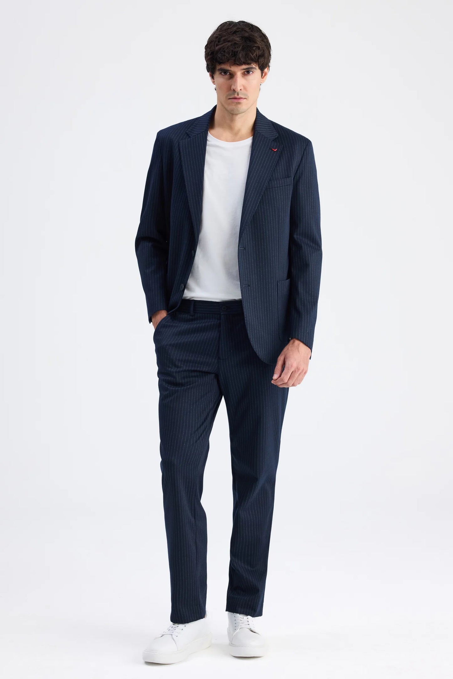 Ds Damat Comfort Fit Lacivert Çizgili Takim Elbise