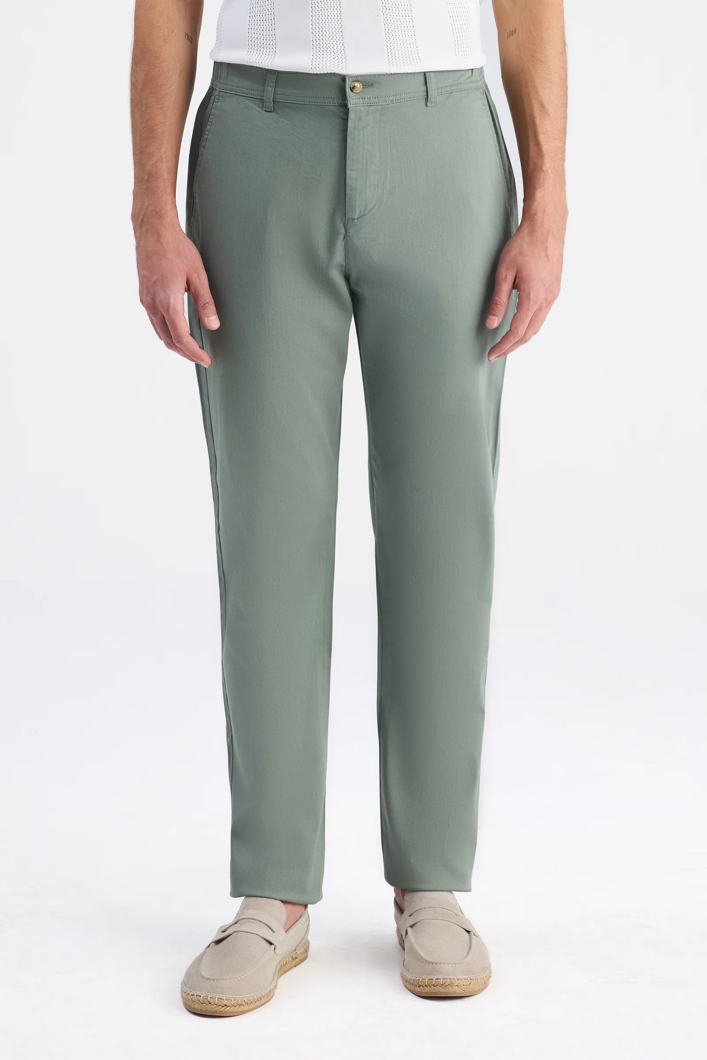 Ds Damat Comfort Fit Yeşil Gabardin Chino Pantolon