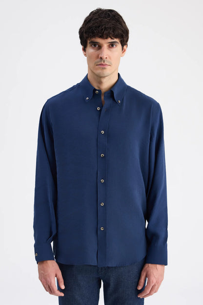 Ds Damat Comfort Indigo Düz Gömlek