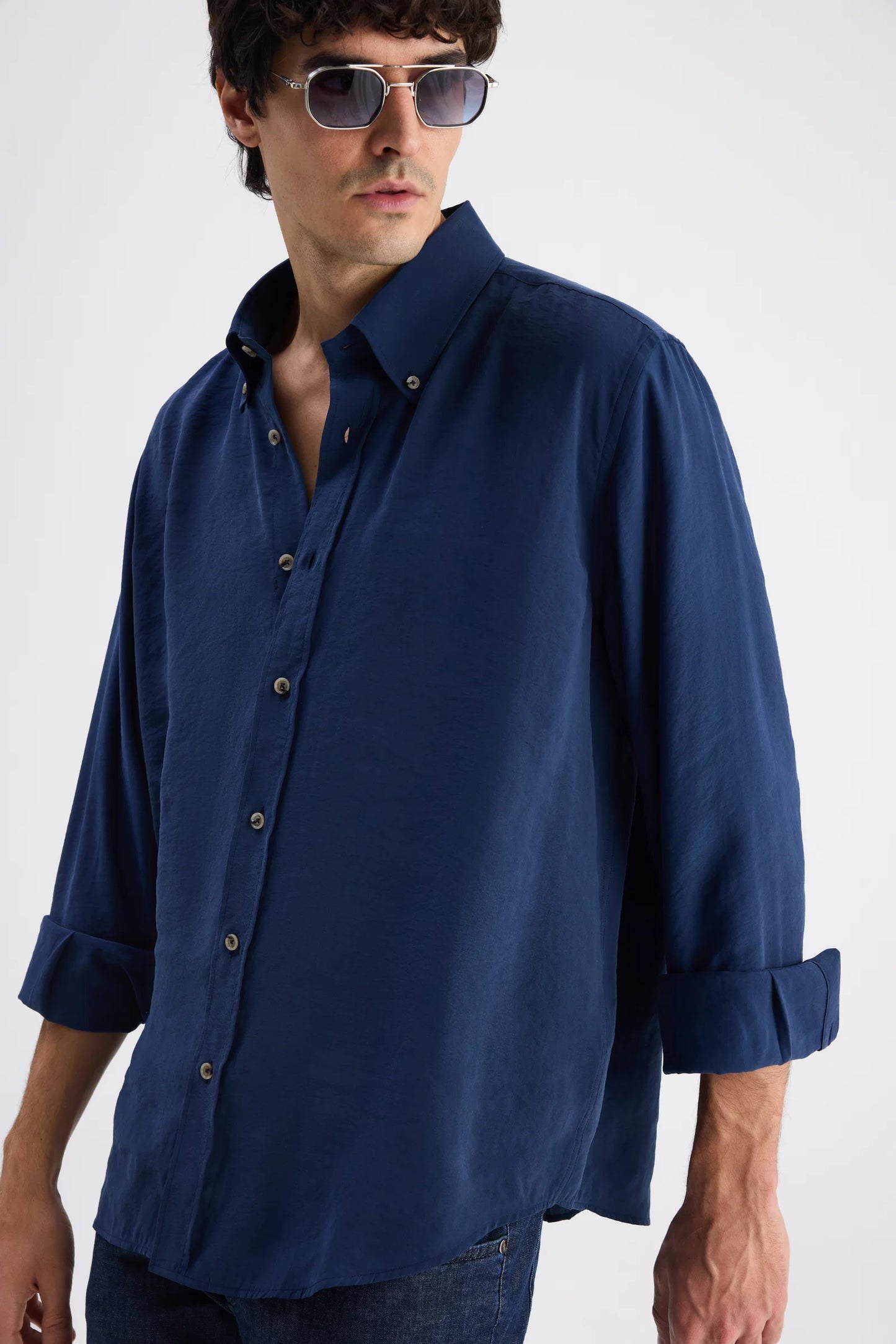 Ds Damat Comfort Indigo Düz Gömlek