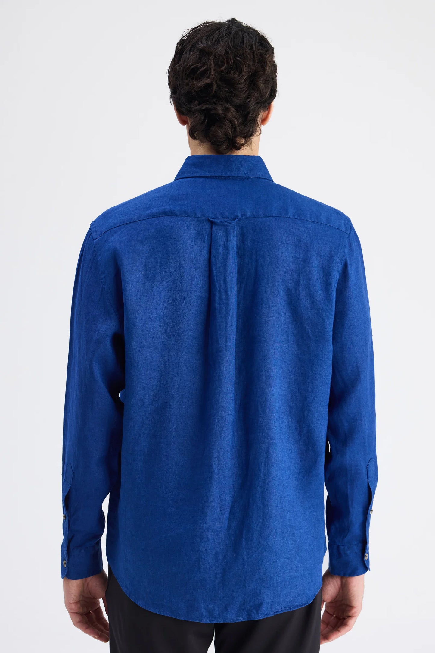 Ds Damat Comfort Indigo Düz %100 Keten Gömlek