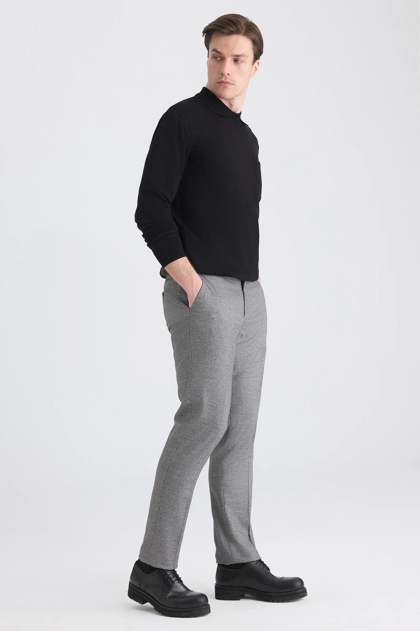Ds Damat Regular Fit Gri Kazayağı Kumaş Pantolon