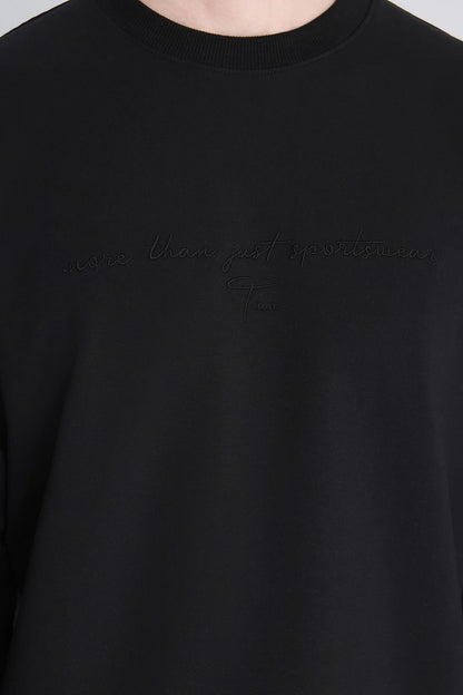 Twn Relaxed Fit Siyah Düz Sweatshirt