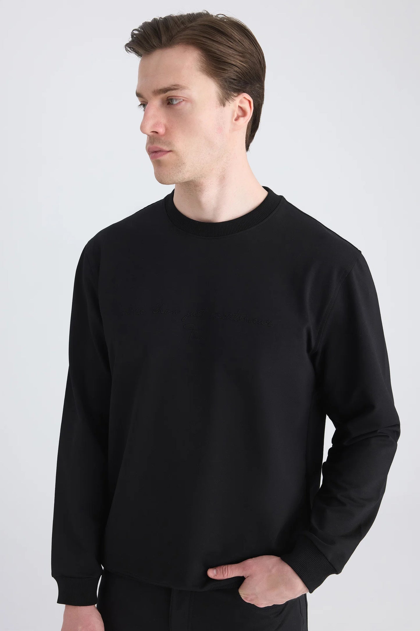 Twn Relaxed Fit Siyah Düz Sweatshirt