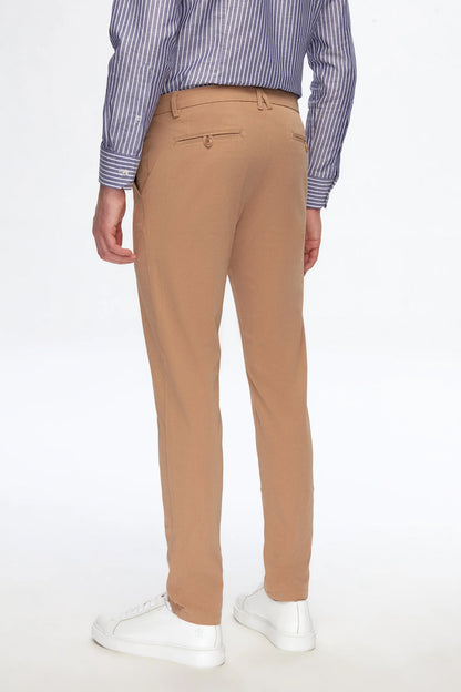 Damat Slim Fit Camel Gabardin Chino Pantolon
