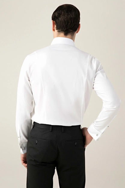 Damat Slim Fit Beyaz Düz Nano Care Smokin Gömlek