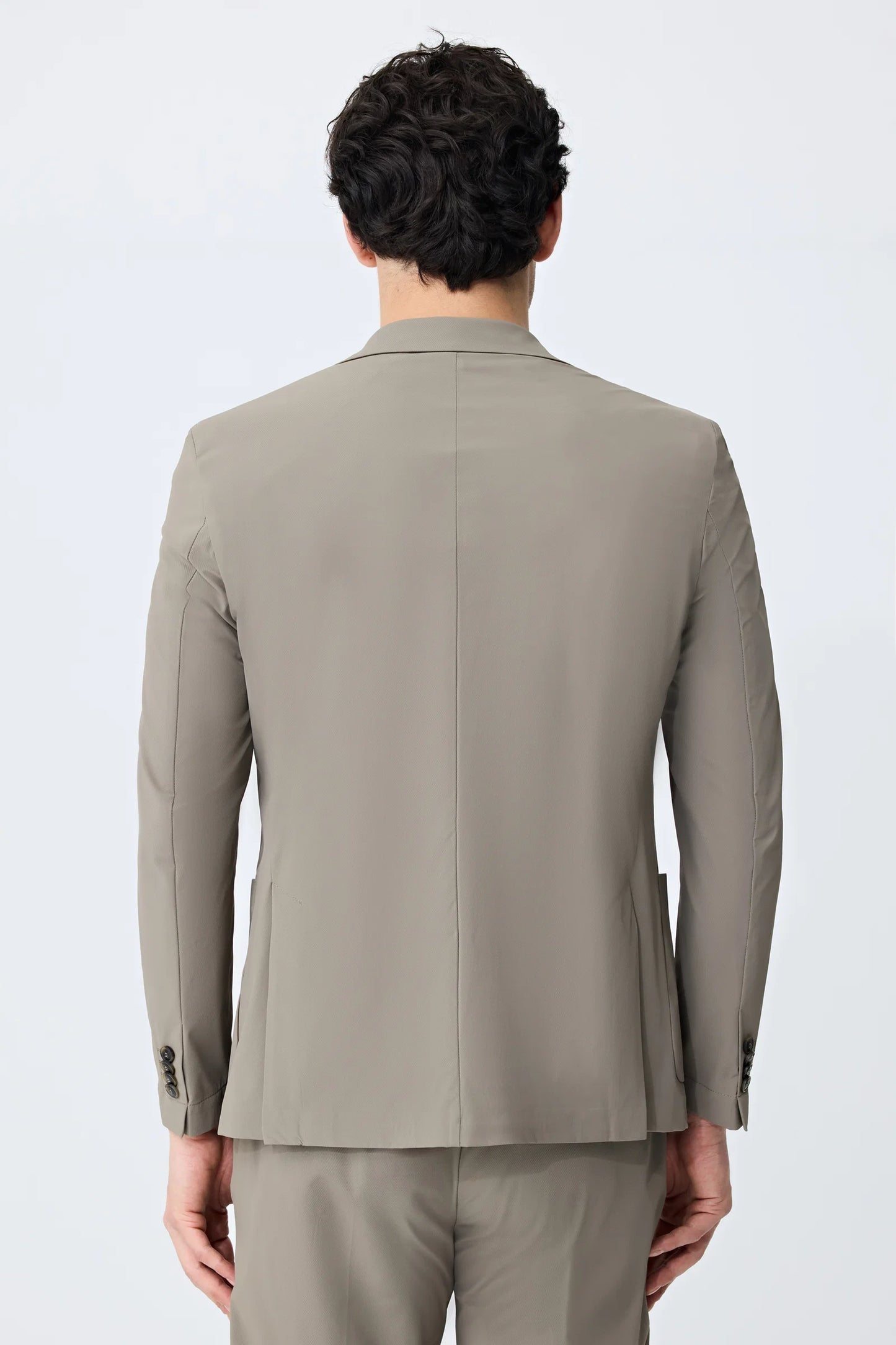 Tween Slim Fit Koyu Bej Diyogonal Kumaş Ceket