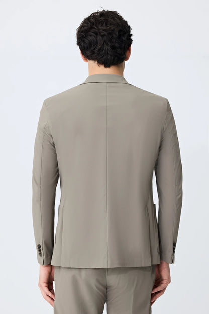 Tween Slim Fit Koyu Bej Diyogonal Kumaş Ceket