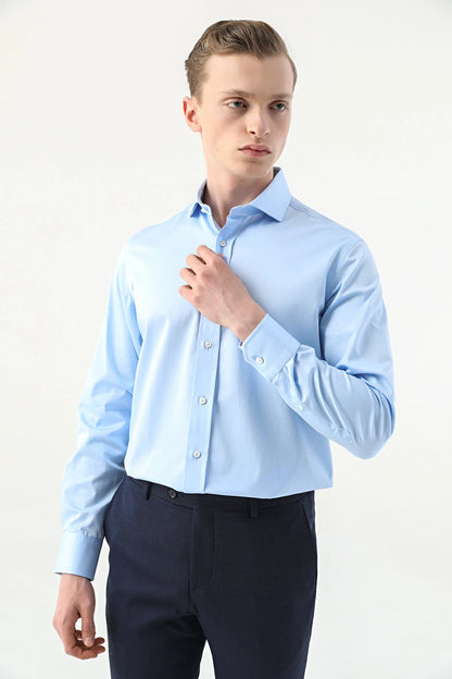 Damat Comfort Açık Mavi Düz Nano Care Gömlek