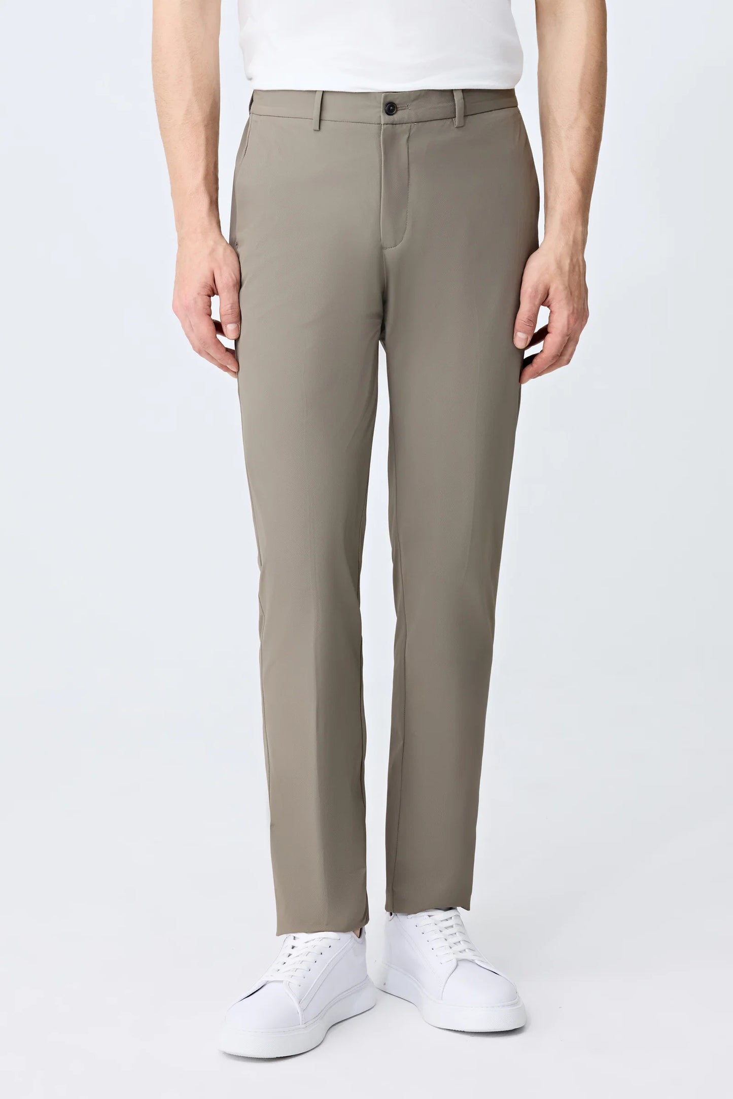 Tween Relaxed Fit (pilesiz) Koyu Bej Armürlü Kumaş Pantolon
