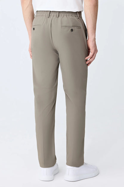 Tween Relaxed Fit (pilesiz) Koyu Bej Armürlü Kumaş Pantolon