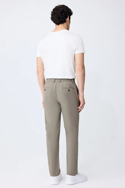 Tween Relaxed Fit (pilesiz) Koyu Bej Armürlü Kumaş Pantolon