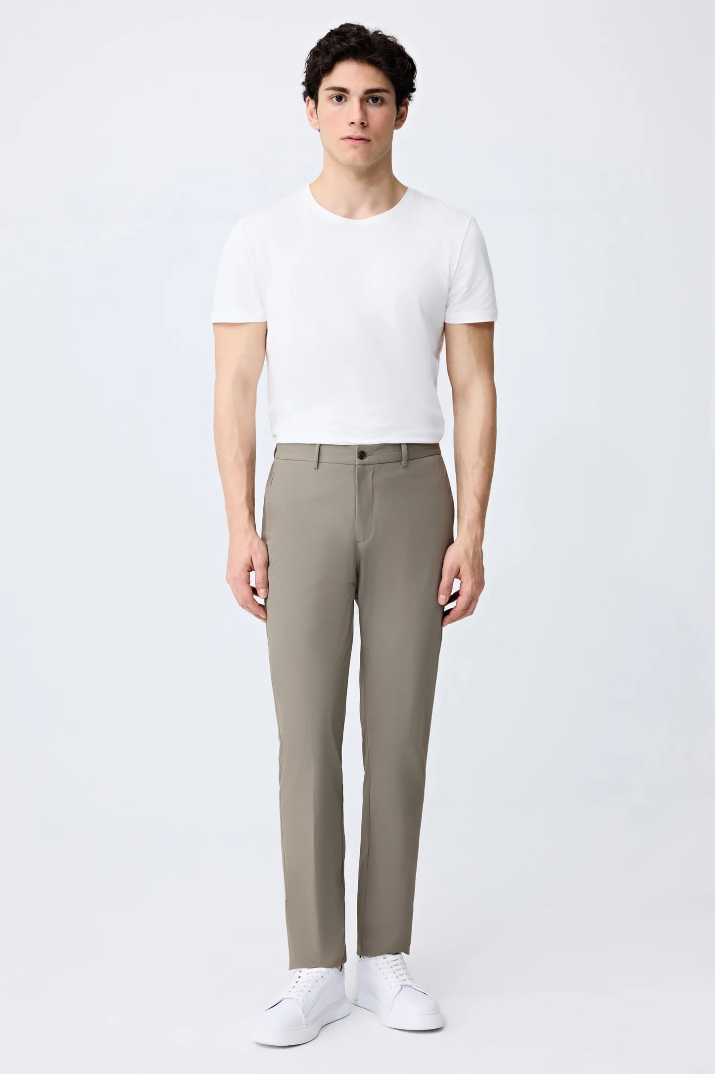Tween Relaxed Fit (pilesiz) Koyu Bej Armürlü Kumaş Pantolon