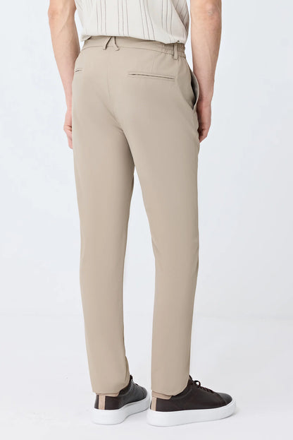 Tween Relaxed Fit (pilesiz) Bej Düz Kumaş Pantolon