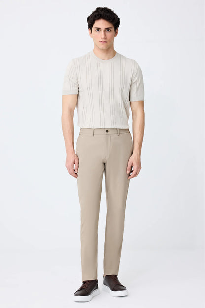 Tween Relaxed Fit (pilesiz) Bej Düz Kumaş Pantolon