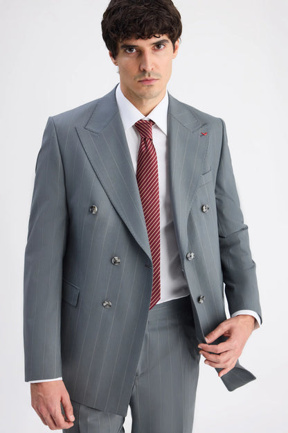 Ds Damat Regular Fit Yeşil Çizgili Takim Elbise