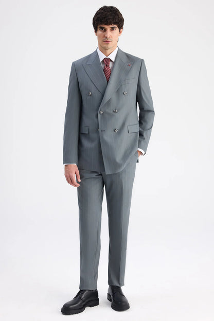 Ds Damat Regular Fit Yeşil Çizgili Takim Elbise
