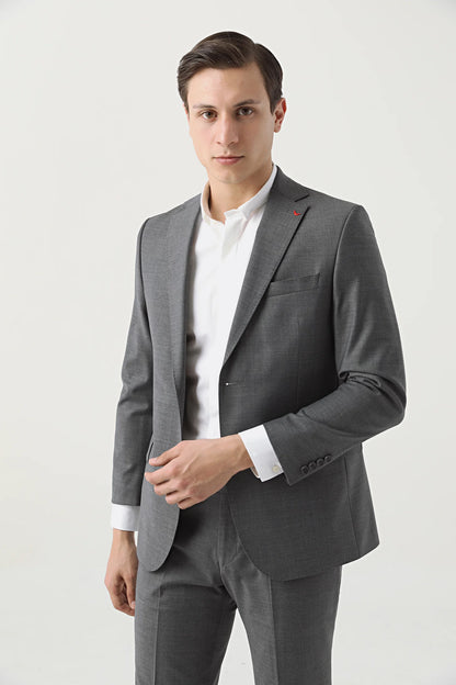 Ds Damat Comfort Fit Gri Düz Takim Elbise